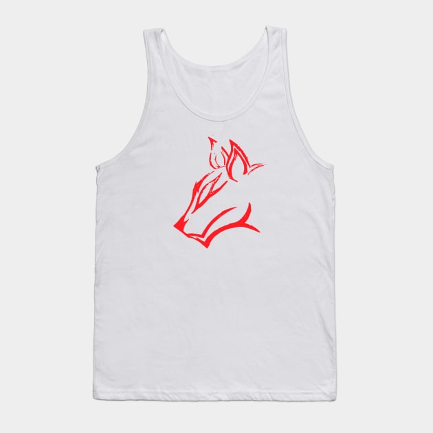 Hand Drawn Wolf - Red Tank Top by maritox09
